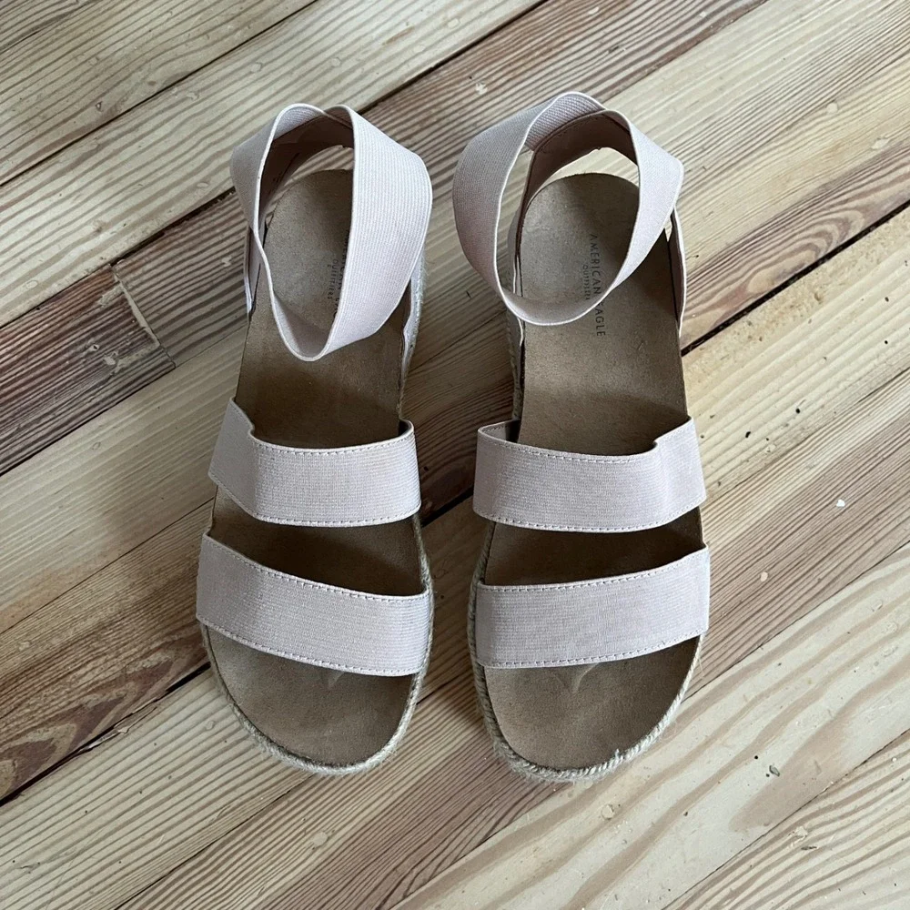 American Eagle Pink Elastic Strappy Espadrille Platform‎ Sandals Womens Size 6